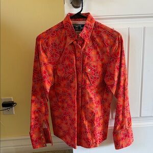 Cowboy Equipment 4Her Red/Orange Patterned Women's Button Down Shirt